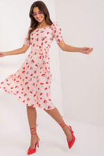 Lakerta sommer-kjole med puffermer til dame fra MS StyleHaven, laget av polyester; Viskose, farge Rosa 2, størrelse 38, med short ermer, perfekt til casual; dress