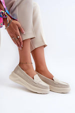 Mocassin Step in Style til dame fra MS StyleHaven, laget av polyester, farge beige, størrelse 36, med 45720 ermer, perfekt til casual; dress