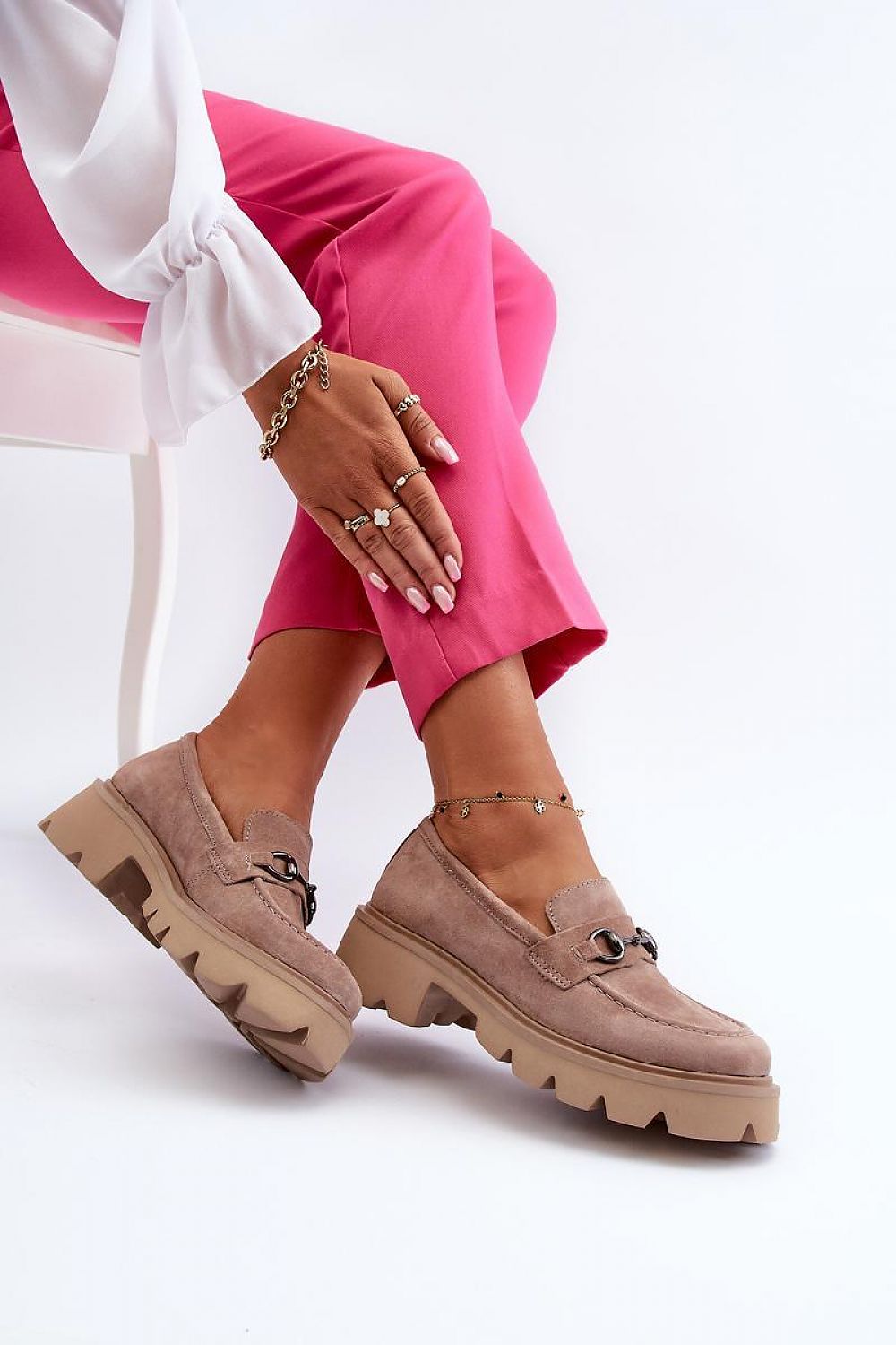Mocassin Step in Style til dame fra MS StyleHaven, laget av polyester, farge beige, størrelse 38, med 45720 ermer, perfekt til casual; dress