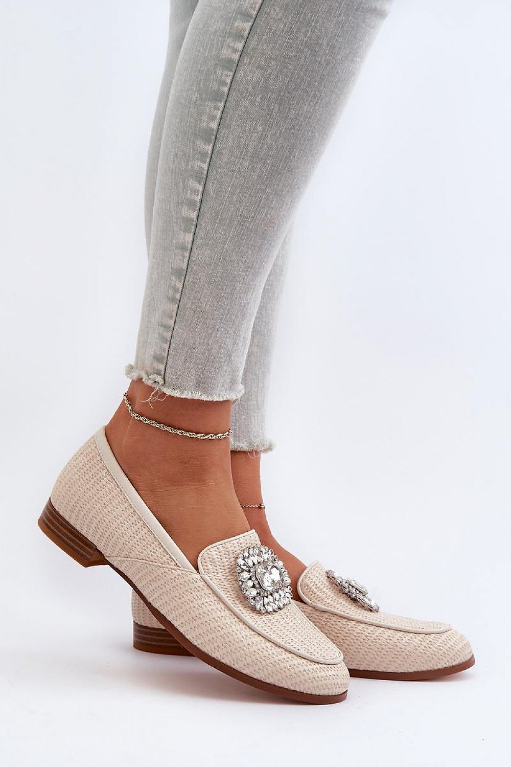 Mocassin Step in Style til dame fra MS StyleHaven, laget av polyester, med detaljer i leather, farge beige, størrelse 36, med 45720 ermer, hælhøyde low, skostørrelse 36; 37; 38; 39; 40; 41, perfekt til casual; dress