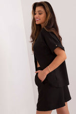 Lakerta todelt sett med skjorte og shorts til dame fra MS StyleHaven, laget av Bomull; polyester, farge beige, størrelse S/M, med long ermer, perfekt til casual; dress