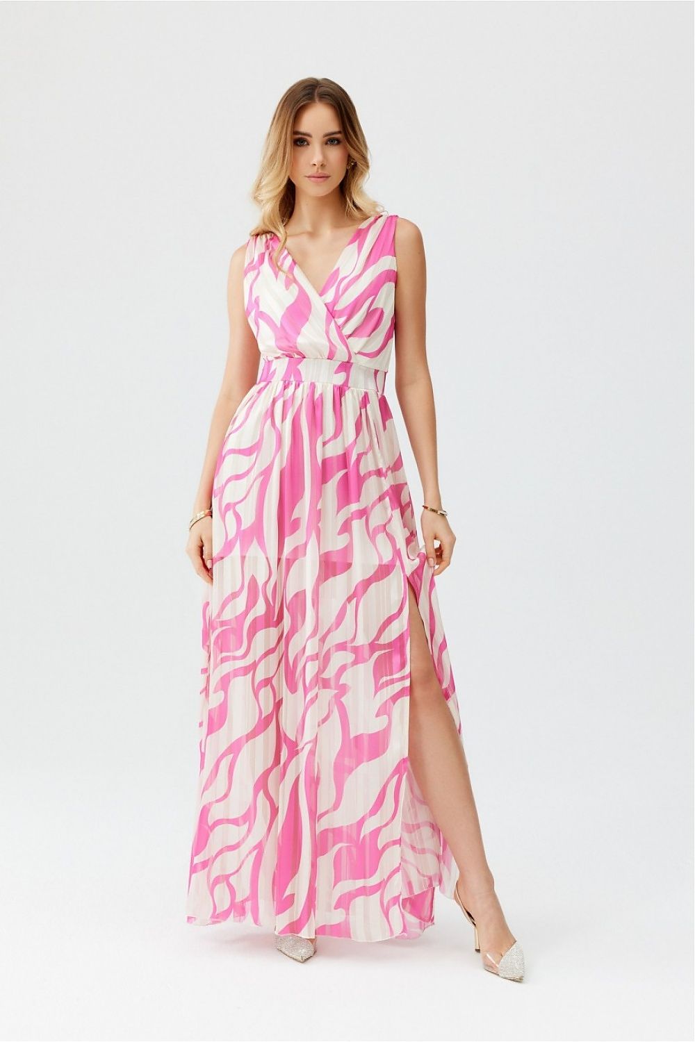 Lorena – maxikjole i chiffon fra Roco Fashion fra MS StyleHaven, størrelse 40, med sleeveless, bukselengde long, kjolelengde maxi, kjolestil sheath