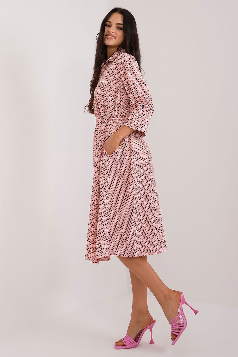 Vår skjortekjole med belte - Lakerta til dame fra MS StyleHaven, laget av polyester, farge Grønn 2, størrelse S/M, med 45720 ermer, perfekt til casual; dress
