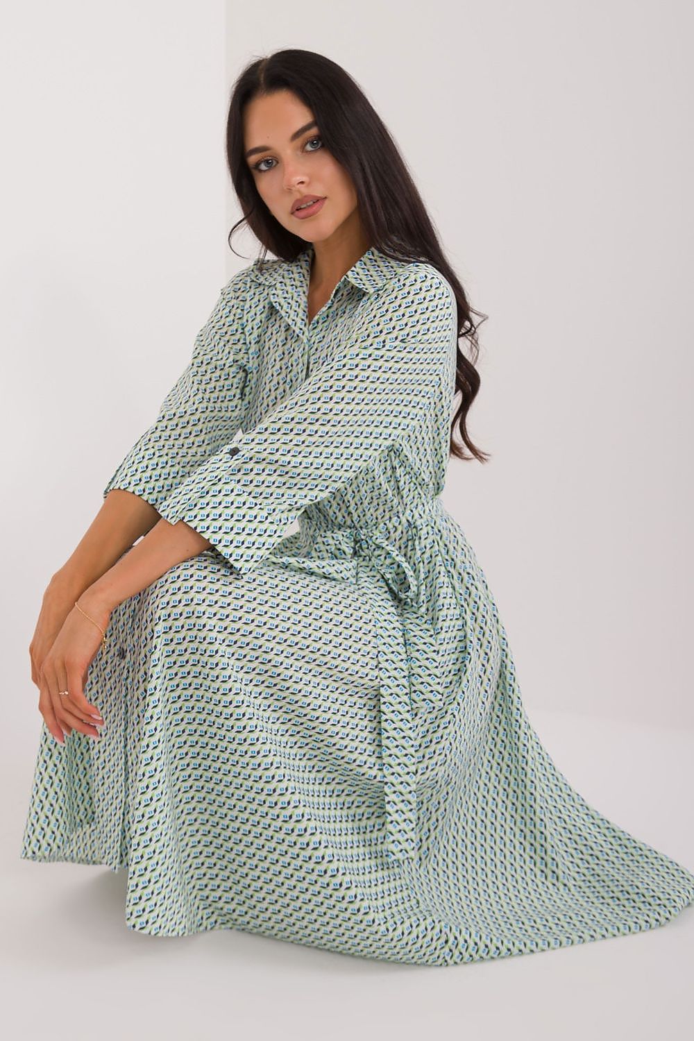 Vår skjortekjole med belte - Lakerta til dame fra MS StyleHaven, laget av polyester, farge Svart, størrelse L/XL, med 45720 ermer, perfekt til casual; dress