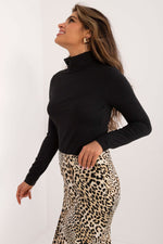 Bluse Sublevel til dame fra MS StyleHaven; laget av Bomull; Elastan; farge Svart; stÃƒÂ¸rrelse L; med long ermer