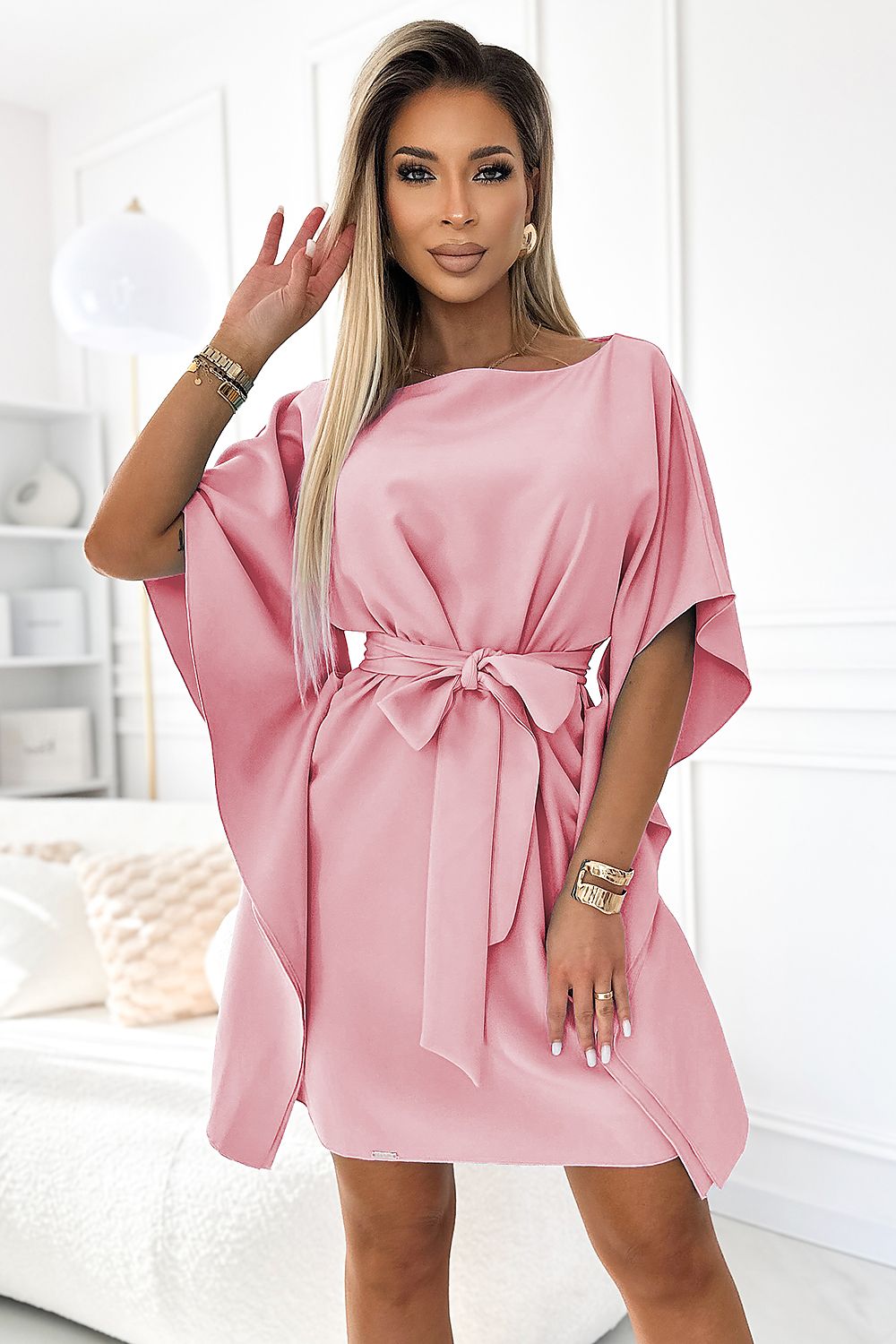Sofia Day kjole til dame fra MS StyleHaven, laget av polyester, farge Grønn 5, størrelse 2XL/3XL, med short ermer, perfekt til casual; dress