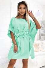 Sofia Day kjole til dame fra MS StyleHaven, laget av polyester, farge Brun, størrelse S/M, med short ermer, perfekt til casual; dress