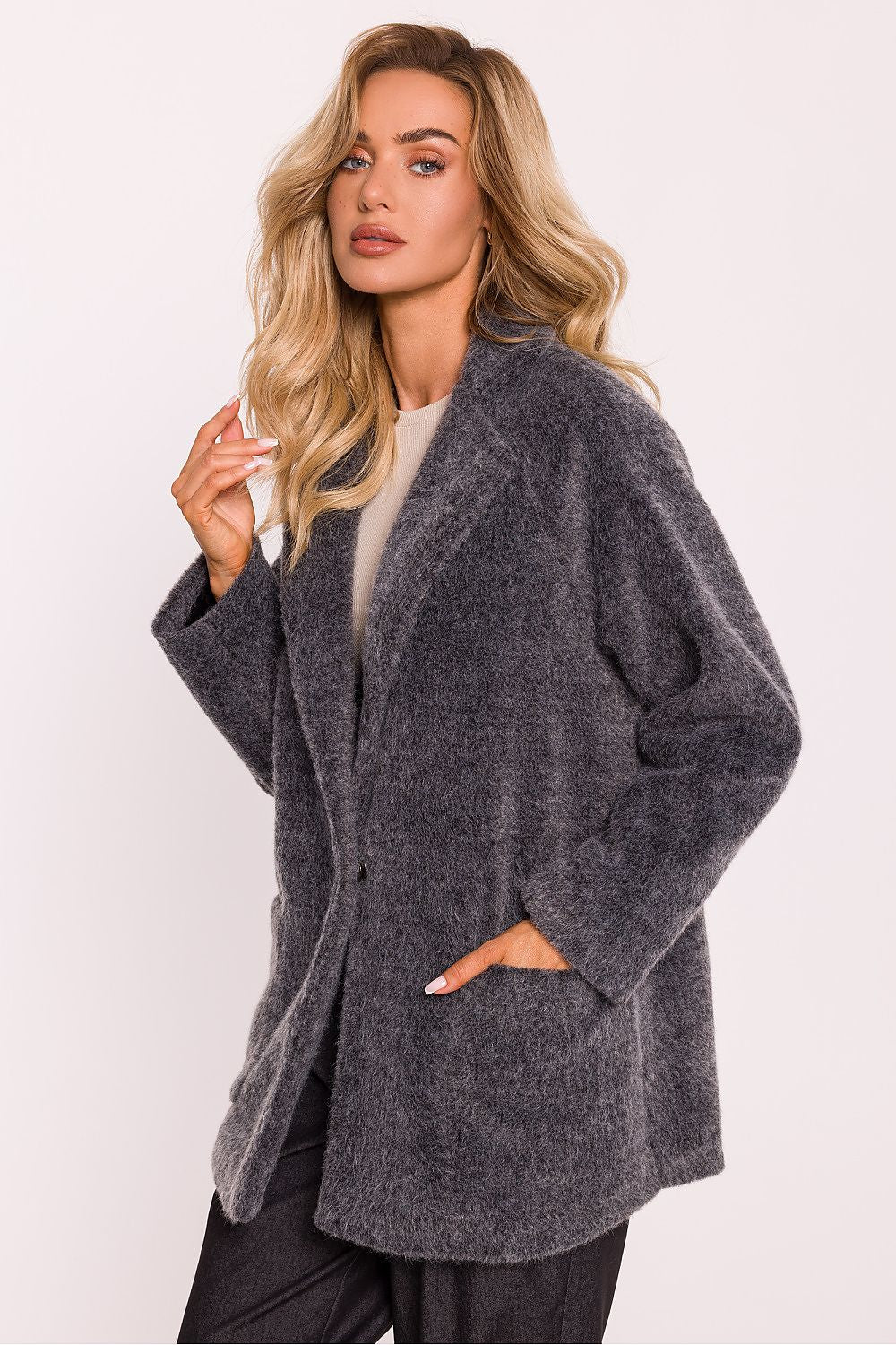 Damefrakk - Moe til dame fra MS StyleHaven, laget av Akryl; Polyamid, farge Grå, størrelse S/M, med long ermer, perfekt til dress