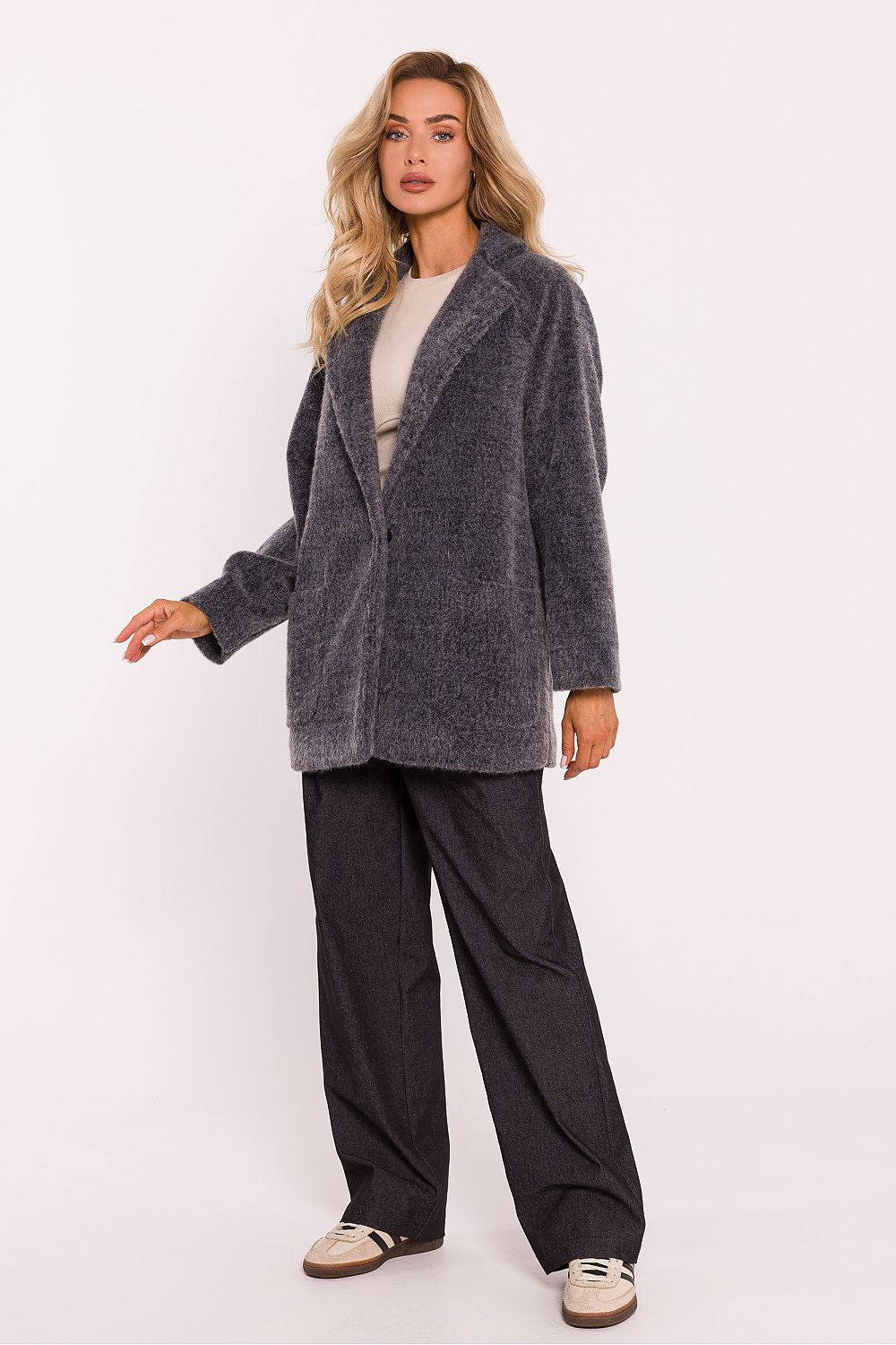 Damefrakk - Moe til dame fra MS StyleHaven, laget av Akryl; Polyamid, farge Grå, størrelse L/XL, med long ermer, perfekt til dress