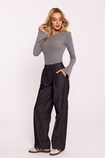 Bluse Moe til dame fra MS StyleHaven, laget av Bomull; polyester, farge Grå, størrelse L/XL, med long ermer, perfekt til dress