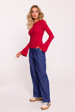 Bluse Moe til dame fra MS StyleHaven, laget av Bomull; polyester, farge Rød, størrelse L/XL, med long ermer, perfekt til dress