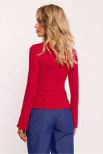 Bluse Moe til dame fra MS StyleHaven, laget av Bomull; polyester, farge Rød, størrelse 2XL/3XL, med long ermer, perfekt til dress