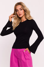 Bluse Moe til dame fra MS StyleHaven, laget av Bomull; polyester, farge Svart, størrelse S/M, med long ermer, perfekt til dress