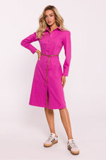 Dagkjole Moe til dame fra MS StyleHaven, laget av Bomull; polyester, farge Rosa, størrelse s, med long ermer, knee lengde, kjolestil shirt, perfekt til dress
