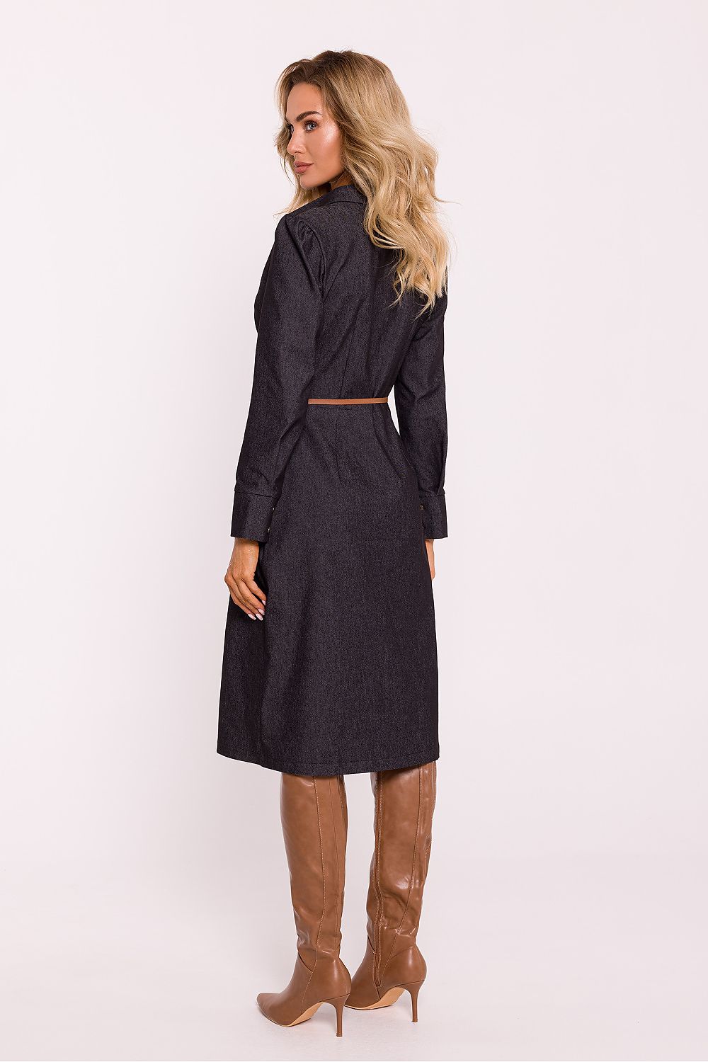 Dagkjole Moe til dame fra MS StyleHaven, laget av Bomull; polyester, farge Blå, størrelse s, med long ermer, perfekt til dress