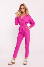 Jumpsuit - Moe til dame fra MS StyleHaven, laget av Bomull; polyester, farge Rosa, størrelse s, med long ermer, perfekt til dress