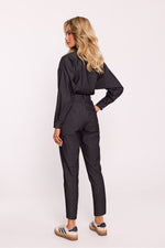 Jumpsuit - Moe til dame fra MS StyleHaven, laget av Bomull; polyester, farge Blå, størrelse s, med long ermer, perfekt til dress