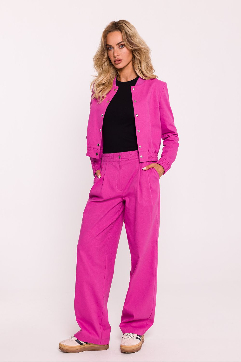 Bomberjakke til dame - Moe til dame fra MS StyleHaven, laget av Bomull; polyester, farge Rosa, størrelse M, med long ermer, perfekt til dress