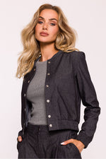 Bomberjakke til dame - Moe til dame fra MS StyleHaven, laget av Bomull; polyester, farge Blå, størrelse M, med long ermer, perfekt til dress