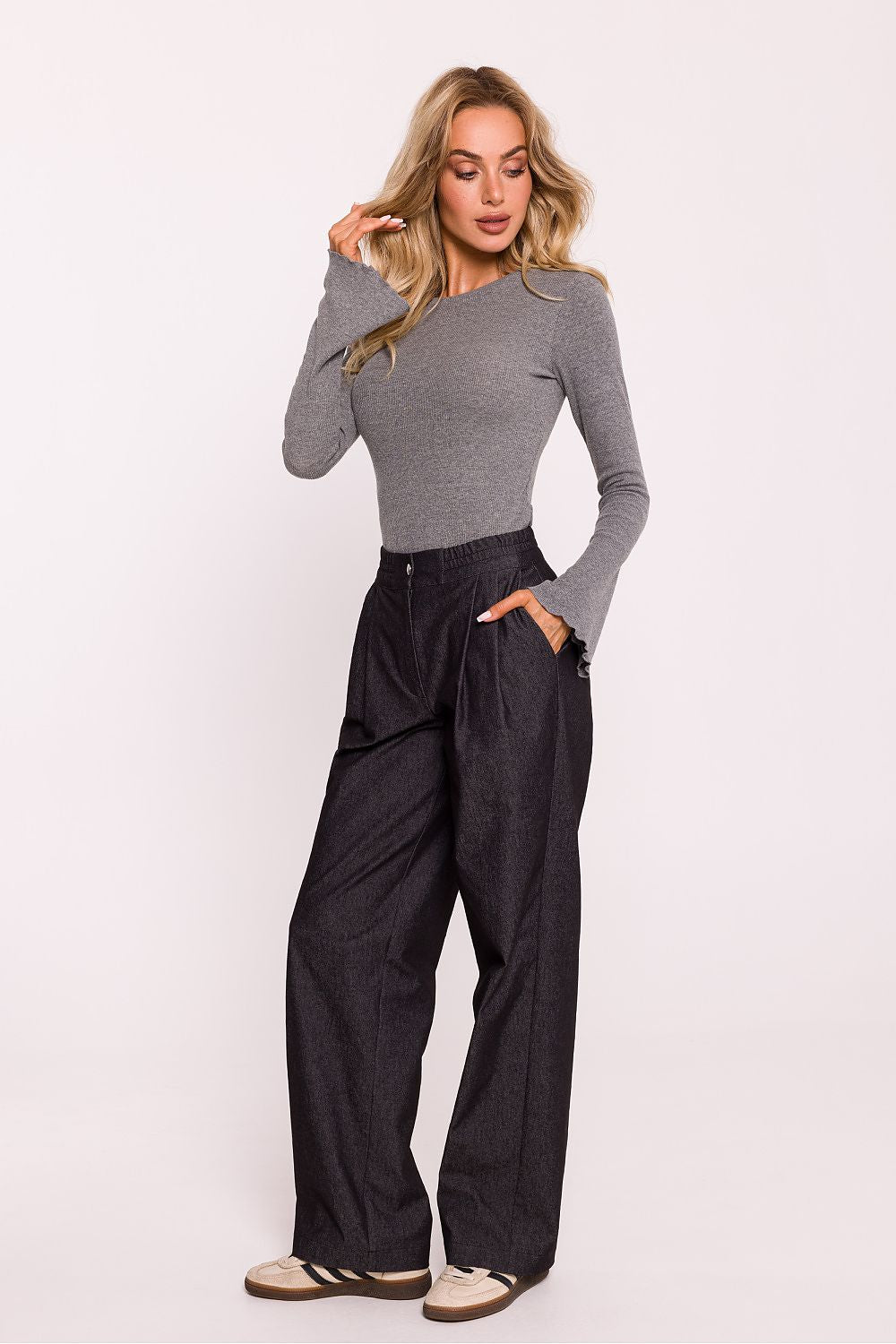 Dame Bukser - Moe til dame fra MS StyleHaven, laget av Bomull; polyester, farge Blå, størrelse s, med short ermer, perfekt til dress