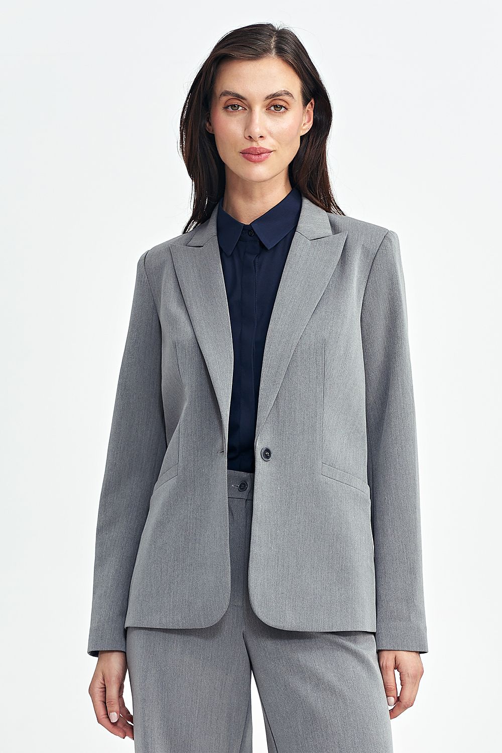 Jakke Nife til dame fra MS StyleHaven, laget av polyester; Viskose, farge Grå, størrelse 38, med long ermer, perfekt til casual; dress