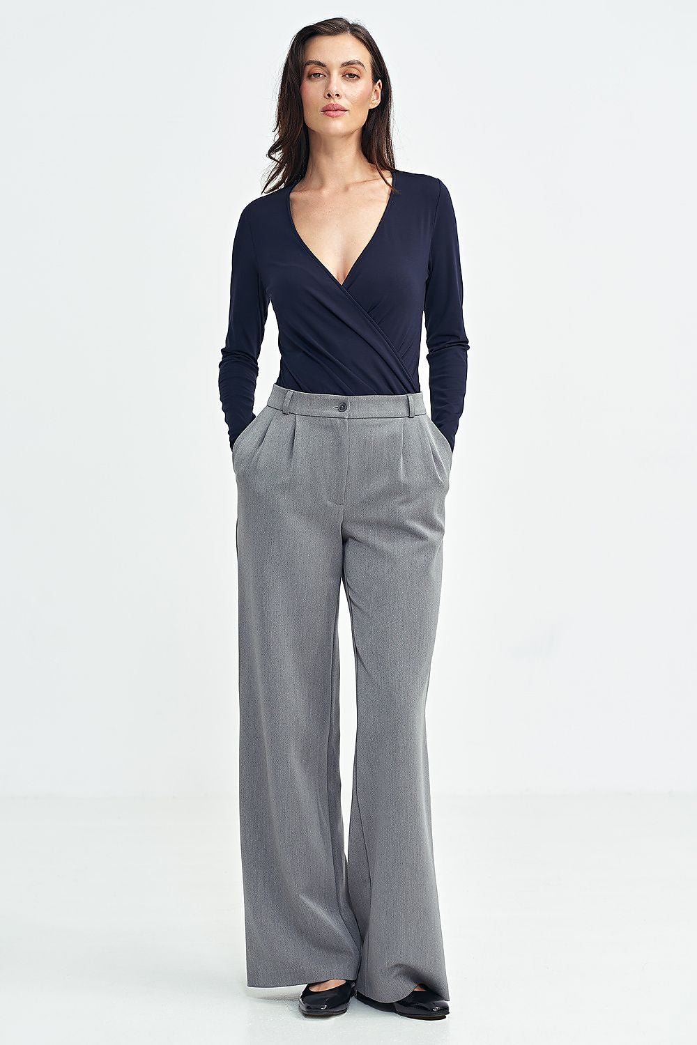 Bukser Nife til dame fra MS StyleHaven, laget av polyester; Viskose, farge Grå, størrelse 38, med long ermer, perfekt til casual; dress