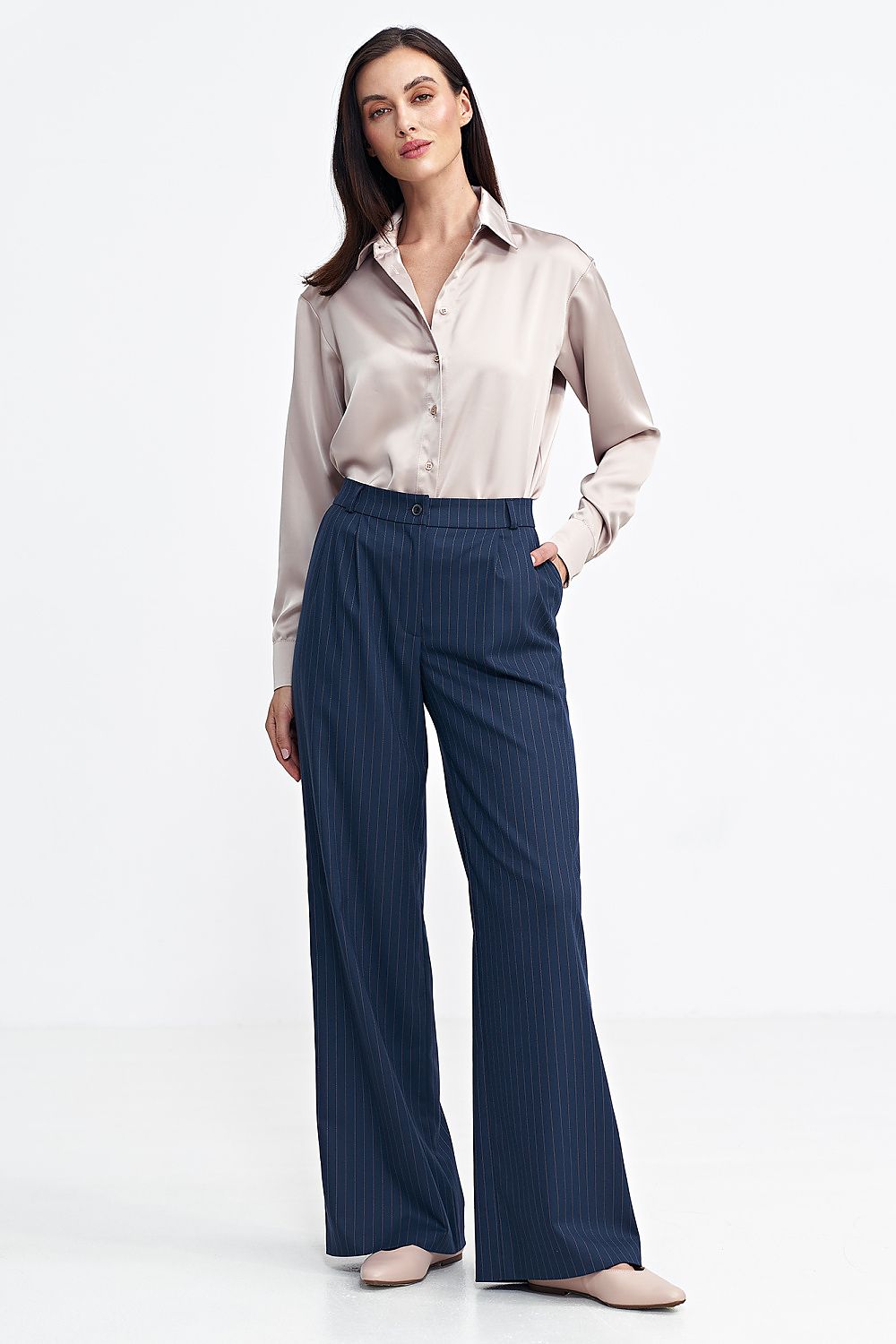 Bukser Nife til dame fra MS StyleHaven, laget av polyester; Viskose, farge Marineblå, størrelse 36, med long ermer, perfekt til casual; dress