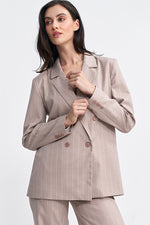 Jakke Nife til dame fra MS StyleHaven, laget av polyester; Viskose, farge beige, størrelse 42, med long ermer, perfekt til casual; dress