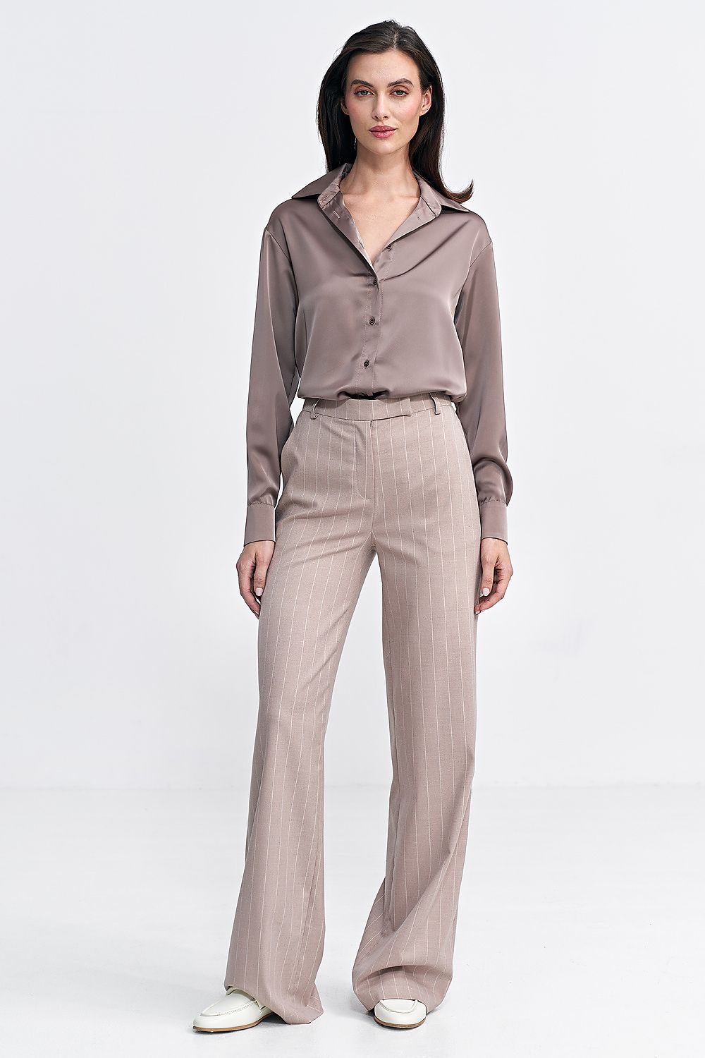 Bukser Nife til dame fra MS StyleHaven, laget av polyester; Viskose, farge beige, størrelse 36, med long ermer, perfekt til casual; dress