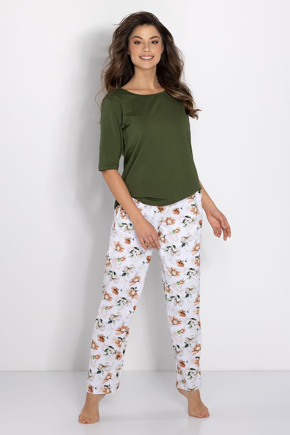 Pyjamas Momenti Per Me til dame fra MS StyleHaven, laget av Bomull; Elastan-1, farge Grønn, størrelse s, med long ermer, perfekt til casual; dress