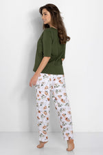 Pyjamas Momenti Per Me til dame fra MS StyleHaven, laget av Bomull; Elastan-1, farge Grønn, størrelse M, med long ermer, perfekt til casual; dress