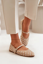 ballerina-sko Step in style til dame fra MS StyleHaven, laget av Bomull; polyester, farge beige, størrelse 38, med 45720 ermer, perfekt til casual; dress