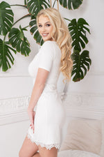 Flores viskose nattkjole til dame fra MS StyleHaven, laget av Elastan; Viskose, farge Svart, størrelse L, med short; cap; sleeveless ermer, perfekt til casual; dress