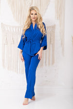 Blå Perai-sett - Kalimo til dame fra MS StyleHaven, laget av Sateng; polyester; Elastan, farge Grå 3, størrelse S, med long; 3-4 ermer, perfekt til casual; dress