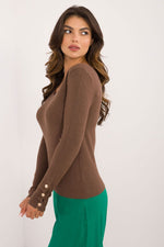 Jumper AT til dame fra MS StyleHaven, laget av Viskose, farge Brun, størrelse L/XL, med short ermer, perfekt til casual; dress