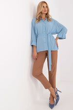Lakerta Casual midjeskjorte til dame fra MS StyleHaven, laget av Bomull; Viskose, farge Blå, størrelse L/XL, med long ermer, perfekt til casual; dress