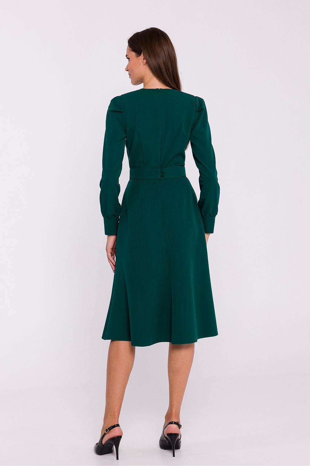 Dagkjole Stylove til dame fra MS StyleHaven, laget av polyester; Viskose, farge Grønn, størrelse L, med long ermer, perfekt til dress