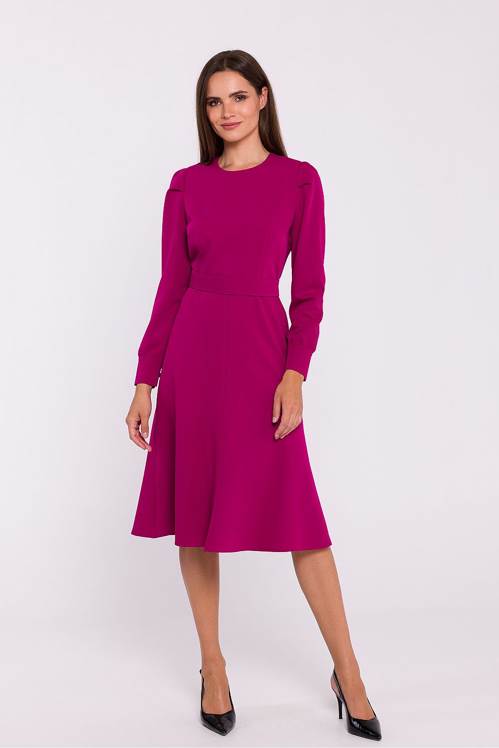 Dagkjole Stylove til dame fra MS StyleHaven, laget av polyester; Viskose, farge Grønn, størrelse XL, med long ermer, perfekt til dress