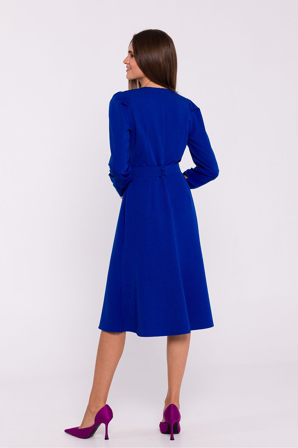 Dagkjole Stylove til dame fra MS StyleHaven, laget av polyester; Viskose, farge Fiolett, størrelse XXL, med long ermer, perfekt til dress