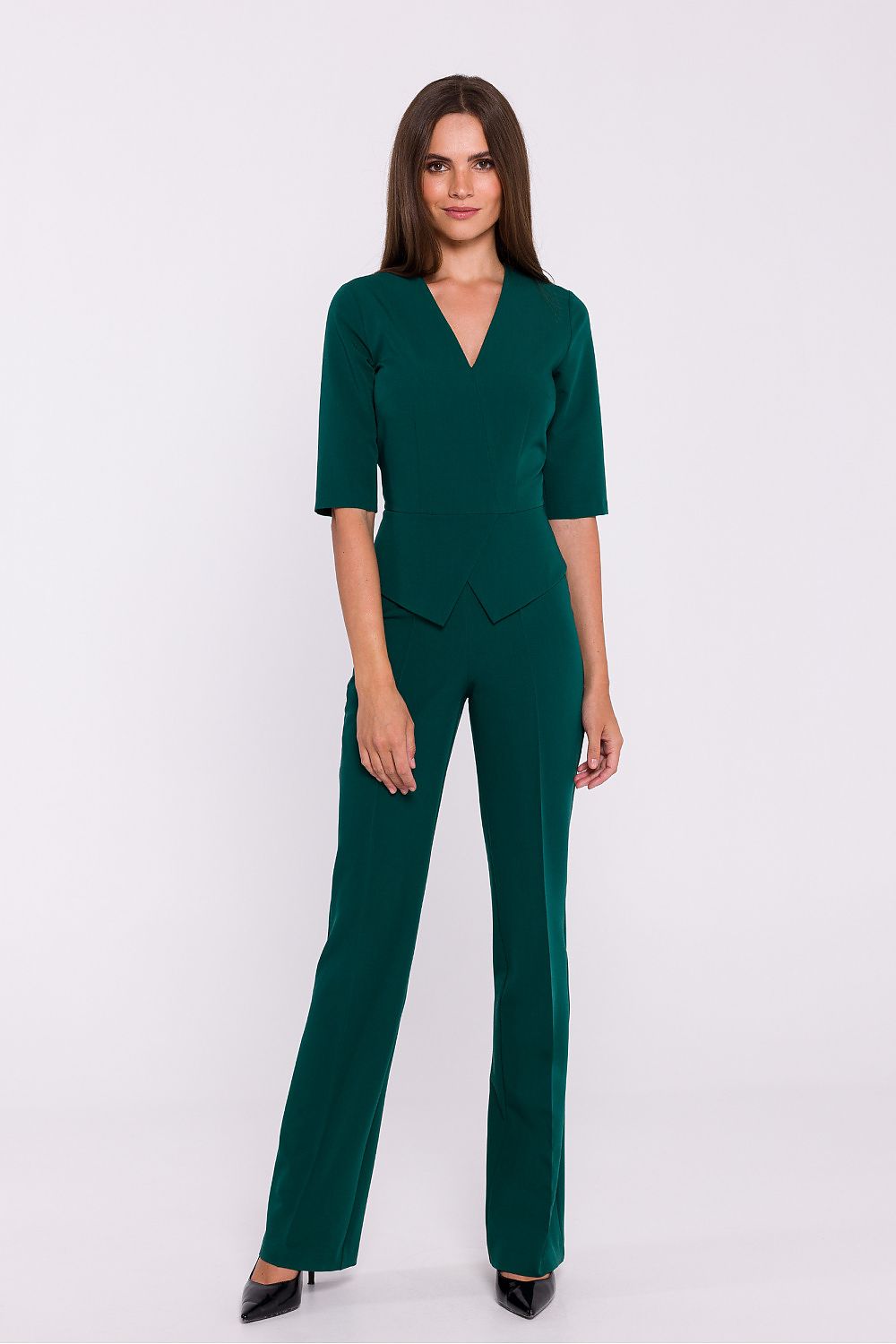 Jumbsuit Stylove til dame fra MS StyleHaven, laget av polyester; Viskose, farge Grønn, størrelse s, med short ermer, perfekt til dress