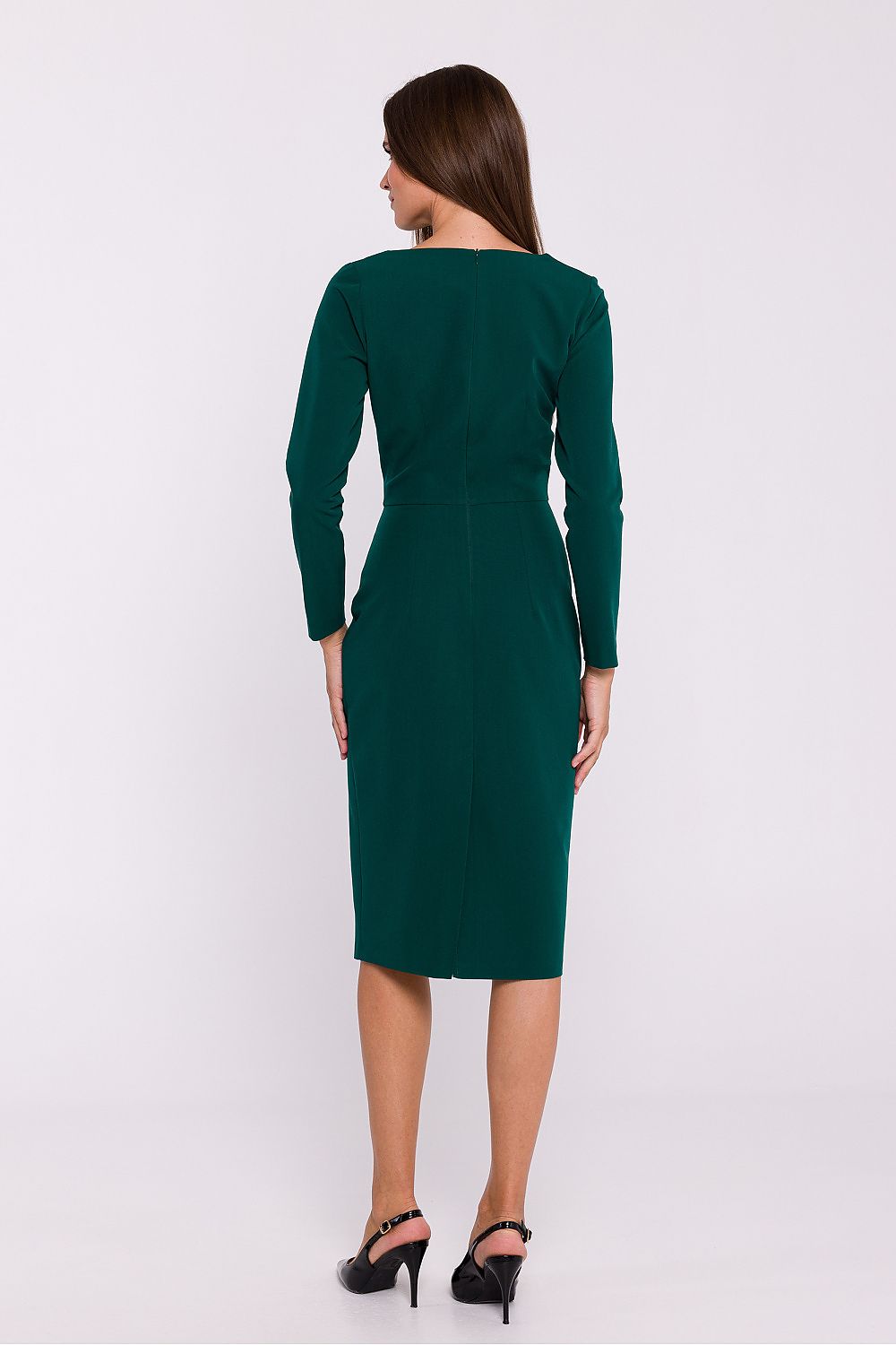 Dagkjole Stylove til dame fra MS StyleHaven, laget av polyester; Viskose, farge Grønn, størrelse L, med long ermer, perfekt til dress