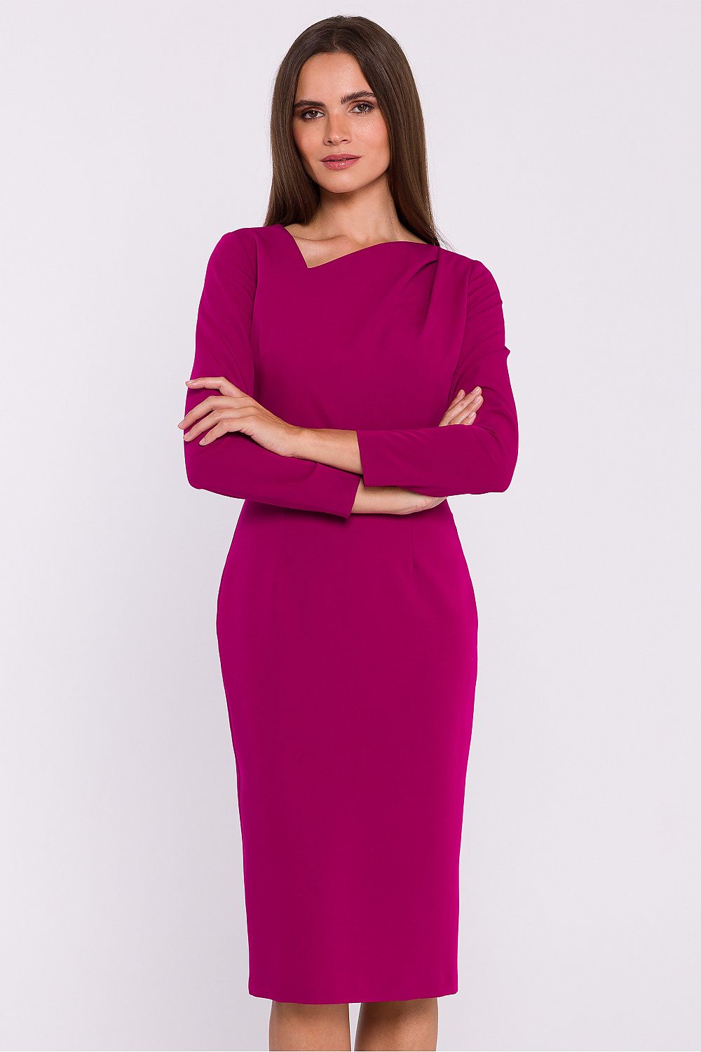 Dagkjole Stylove til dame fra MS StyleHaven, laget av polyester; Viskose, farge Grønn, størrelse XL, med long ermer, perfekt til dress