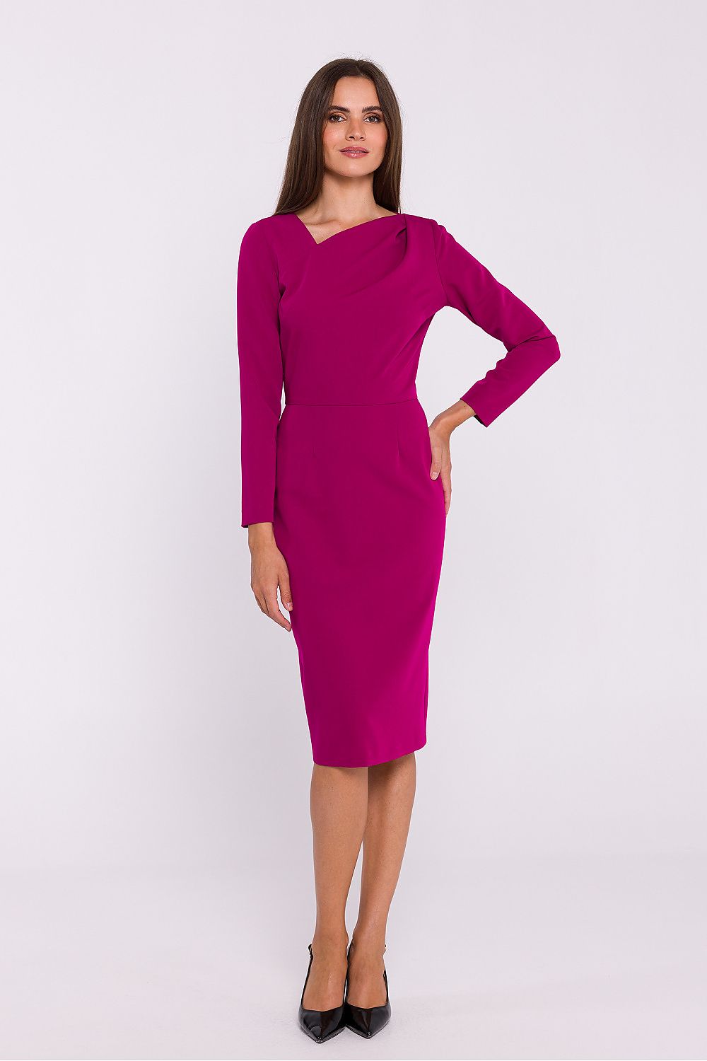 Dagkjole Stylove til dame fra MS StyleHaven, laget av polyester; Viskose, farge Grønn, størrelse XXL, med long ermer, perfekt til dress