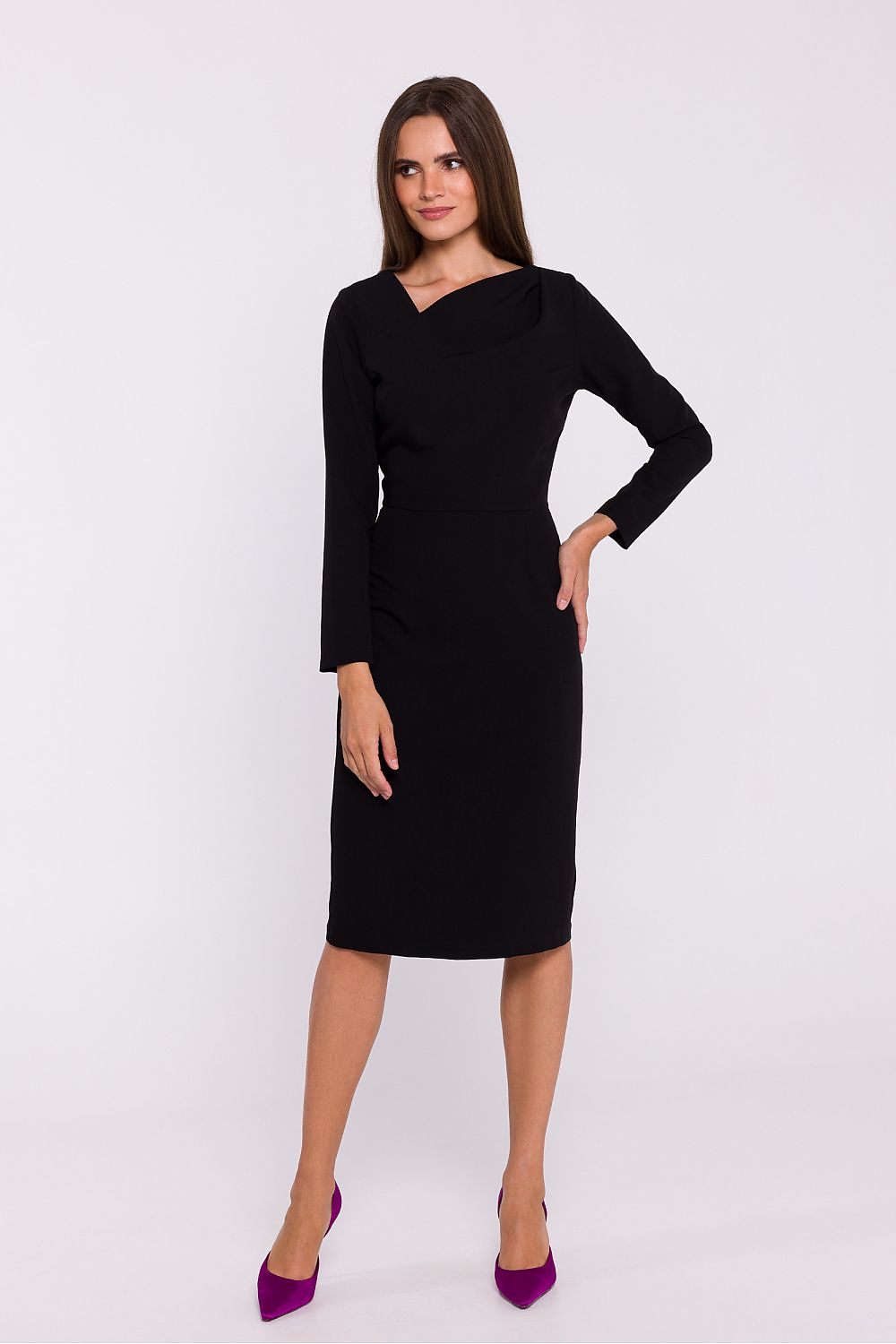 Dagkjole Stylove til dame fra MS StyleHaven, laget av polyester; Viskose, farge Fiolett, størrelse L, med long ermer, perfekt til dress