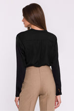 Bluse Stylove til dame fra MS StyleHaven, laget av polyester, farge Svart, størrelse s, med long ermer, perfekt til dress