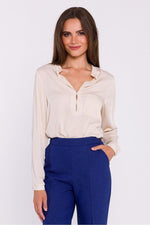 Bluse Stylove til dame fra MS StyleHaven, laget av polyester, farge Svart, størrelse M, med long ermer, perfekt til dress