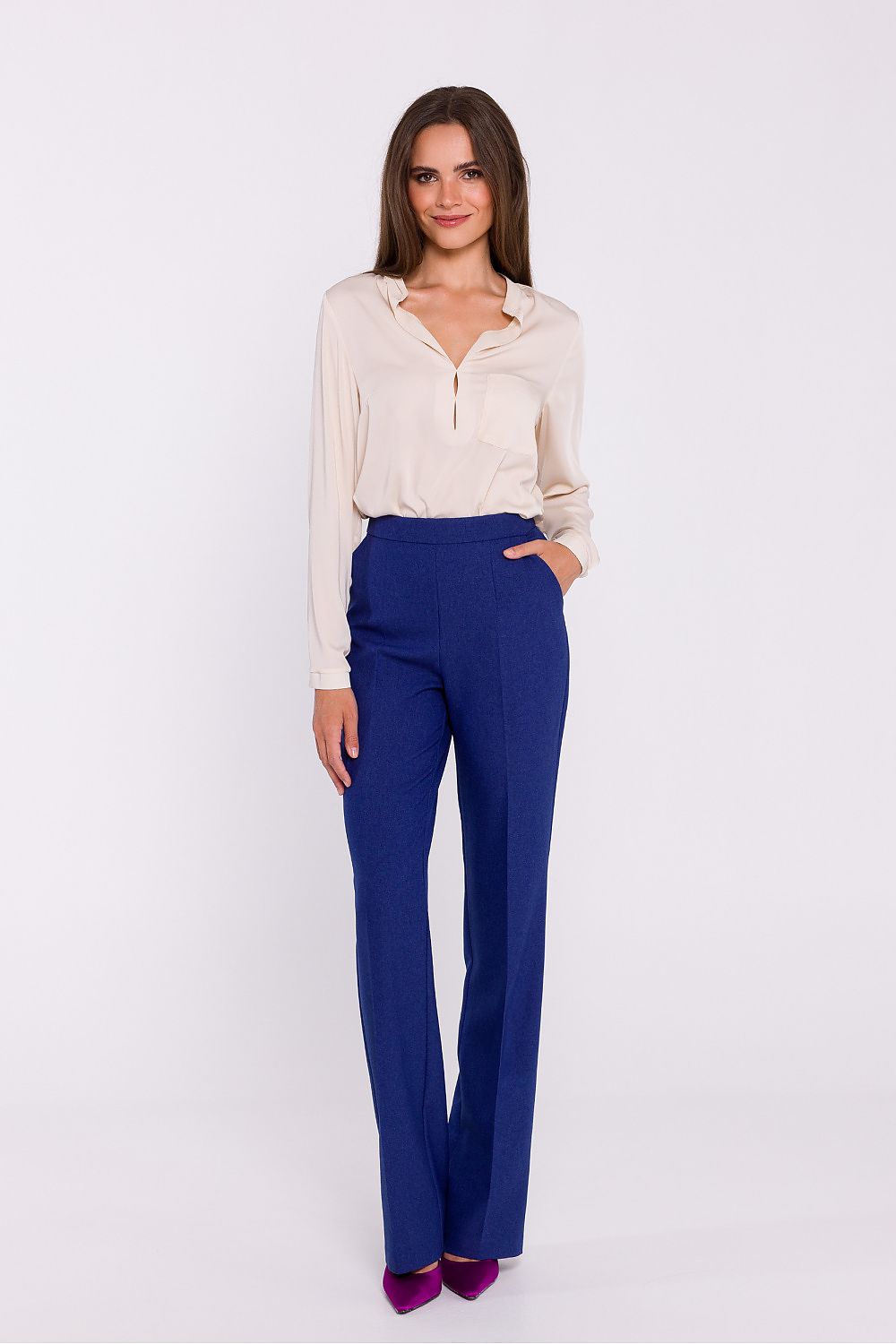Bluse Stylove til dame fra MS StyleHaven, laget av polyester, farge Svart, størrelse L, med long ermer, perfekt til dress