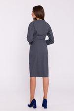 Dagkjole Stylove til dame fra MS StyleHaven, laget av polyester, farge Grå, størrelse L, med 3-4; long ermer, perfekt til dress