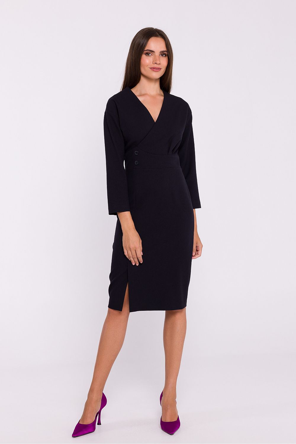 Dagkjole Stylove til dame fra MS StyleHaven, laget av polyester, farge Blå, størrelse L, med 3-4; long ermer, perfekt til dress
