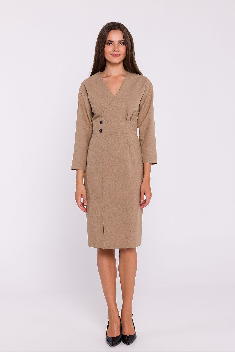 Dagkjole Stylove til dame fra MS StyleHaven, laget av polyester, farge Svart, størrelse s, med 3-4; long ermer, perfekt til dress